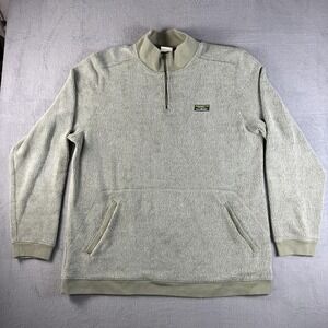 L.L. Bean Sweatshirt Mens 2XLT Green Sherpa Fleece 1/4 Zip Pockets Pullover